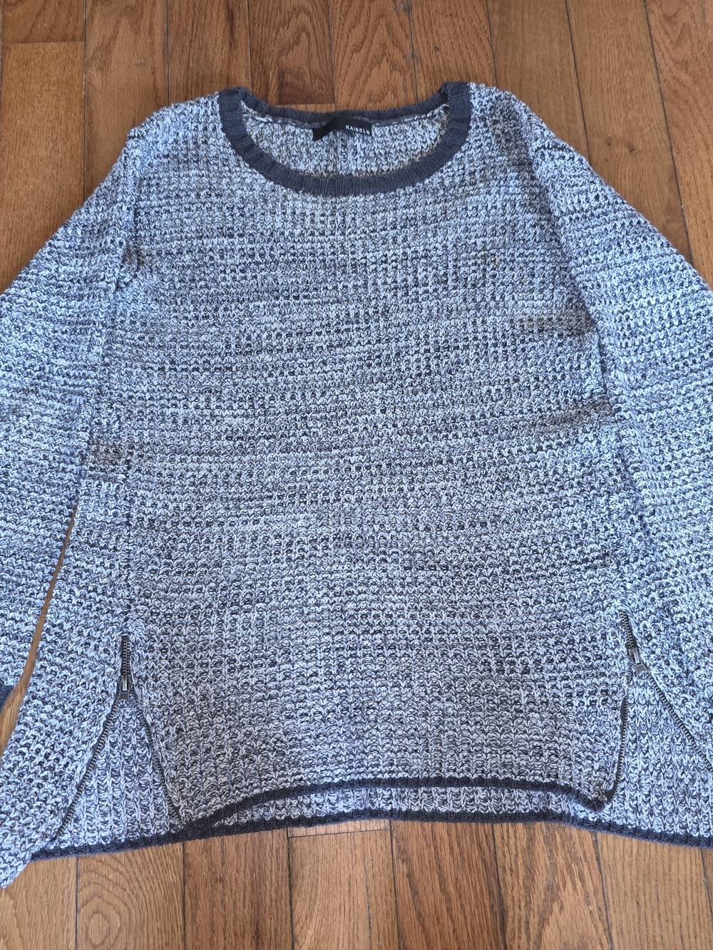 Kaisely Gray and Black Marled Crewneck Sweater